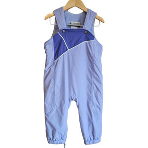 Columbia Infant Snow Bib Overalls Fleece Lined Purple Diaper Zip Size 24 Months